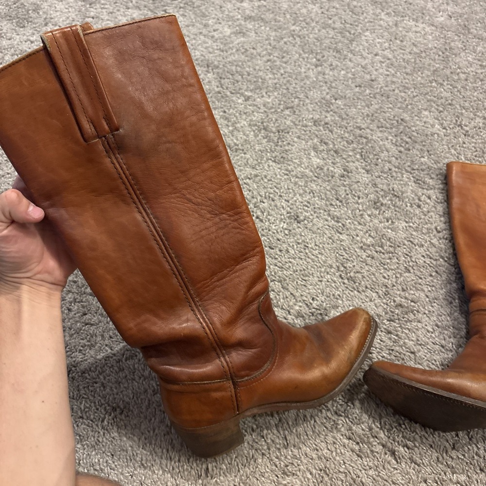 Vintage 70s FRYE Black Label Campus Boots 8760 Made in USA Leather Women's 6.5 B - Picture 2 of 16